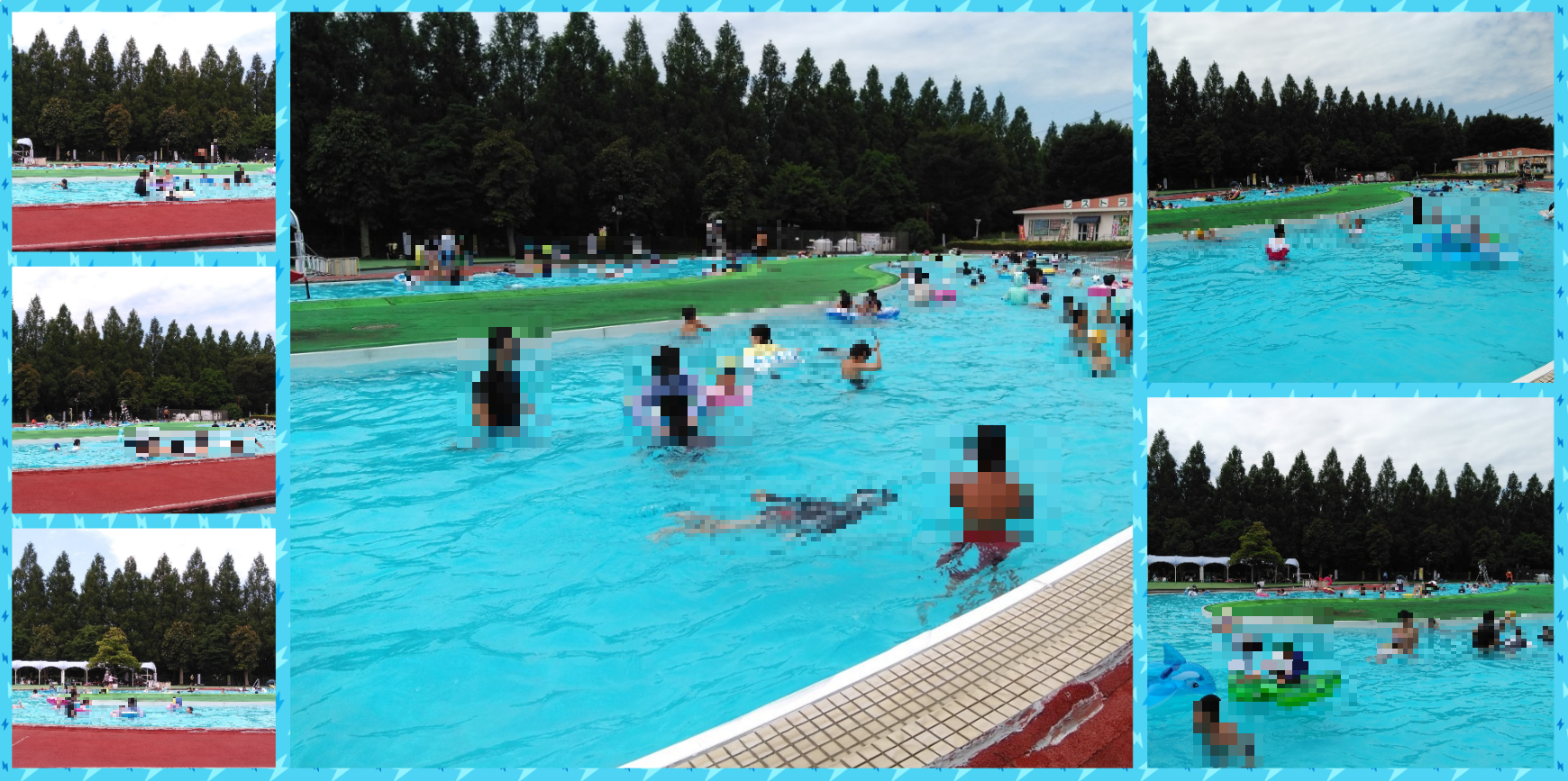 公園　水上　はなさき　プール　加須市　流れる　プールサイド